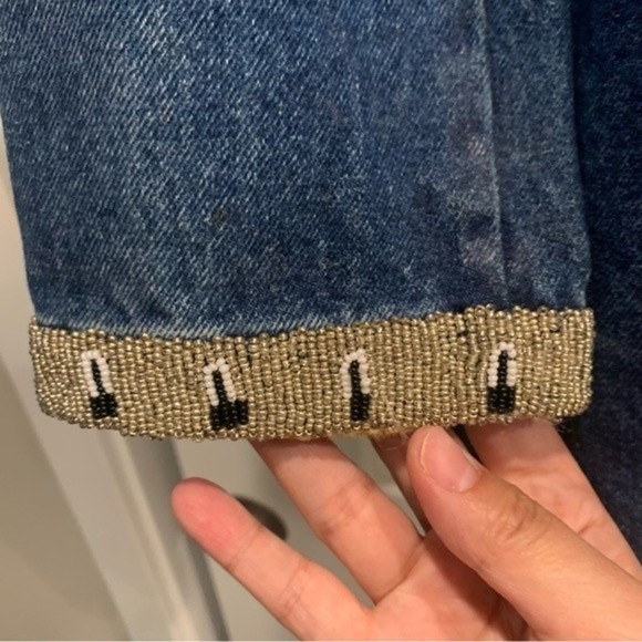 Vintage mixed media wrangler jacket size L. Leather , suede , cotton, beaded - Picture 8 of 13